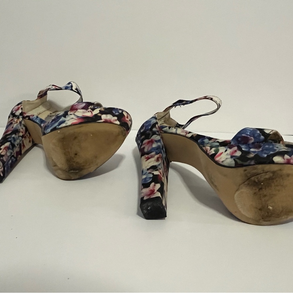 ALDO Floral Print Ankle-Strap Platform Heels - Blue, Pink, White - Picture 8 of 8